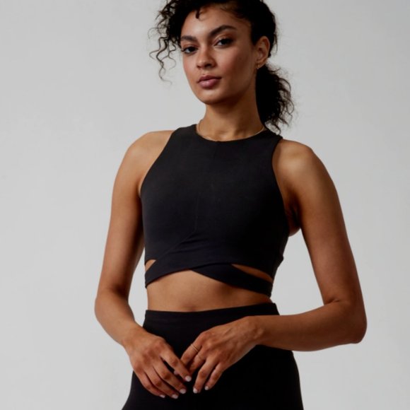 Athleta Conscious Cut Out Crop Top D-DD size 2X Black - Picture 2 of 5